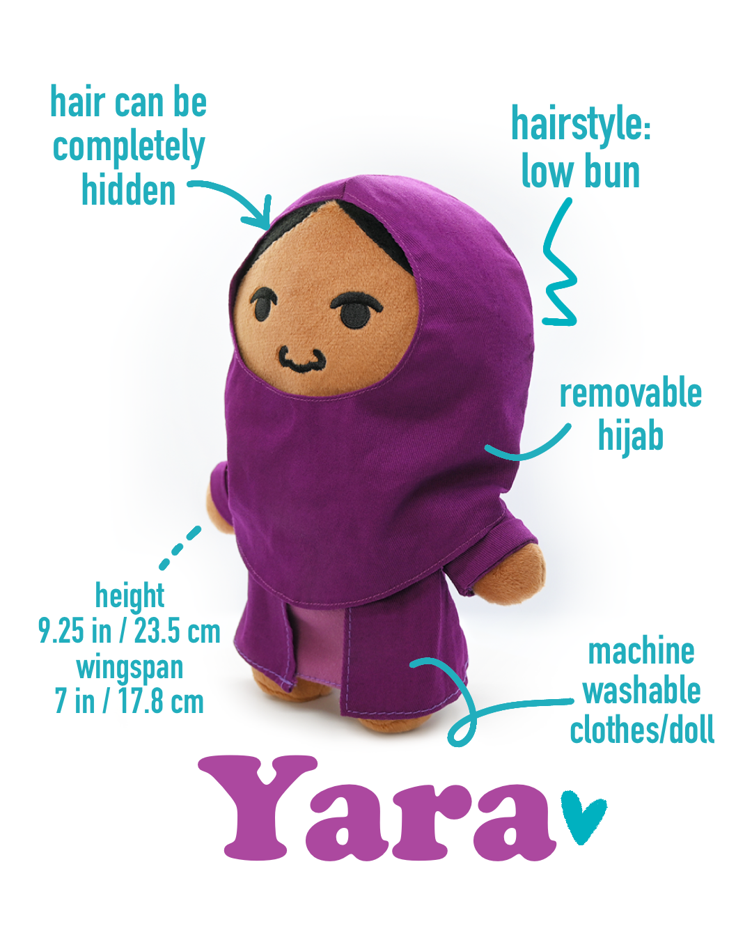 Yara Hijabi Brown Girl Plush Doll Toy