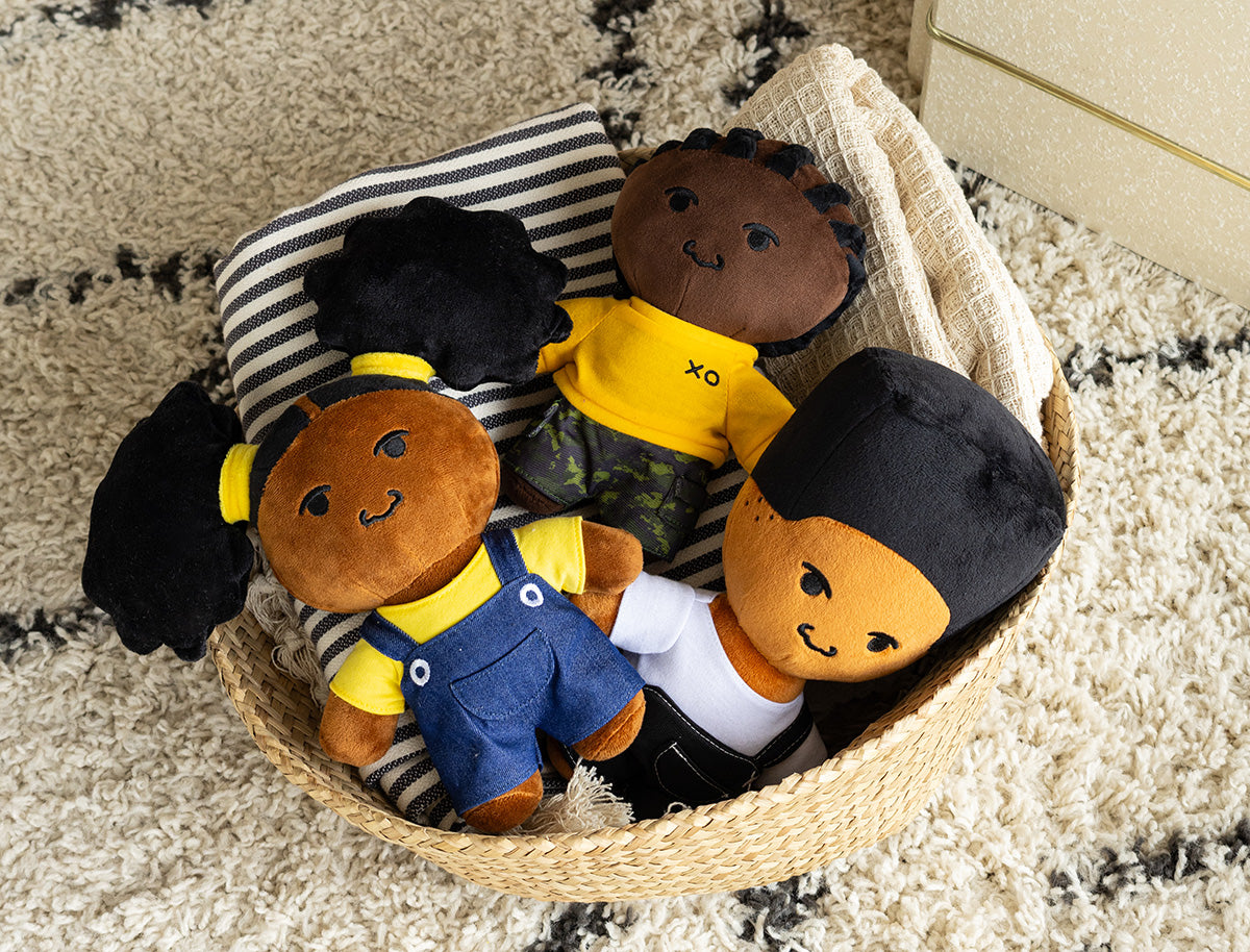 Zuri Afro Puff Pigtails Black Girl Plush Doll Toy