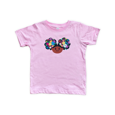 Zuri Flower Afro Puffs T-shirt pour tout-petits