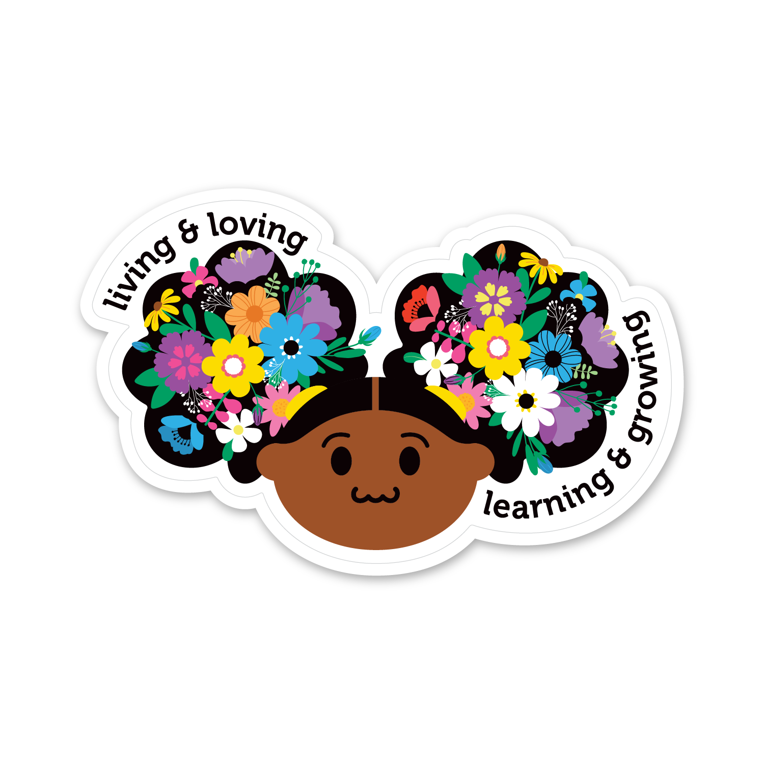 Zuri Flower Afro Puffs Affirmation Sticker