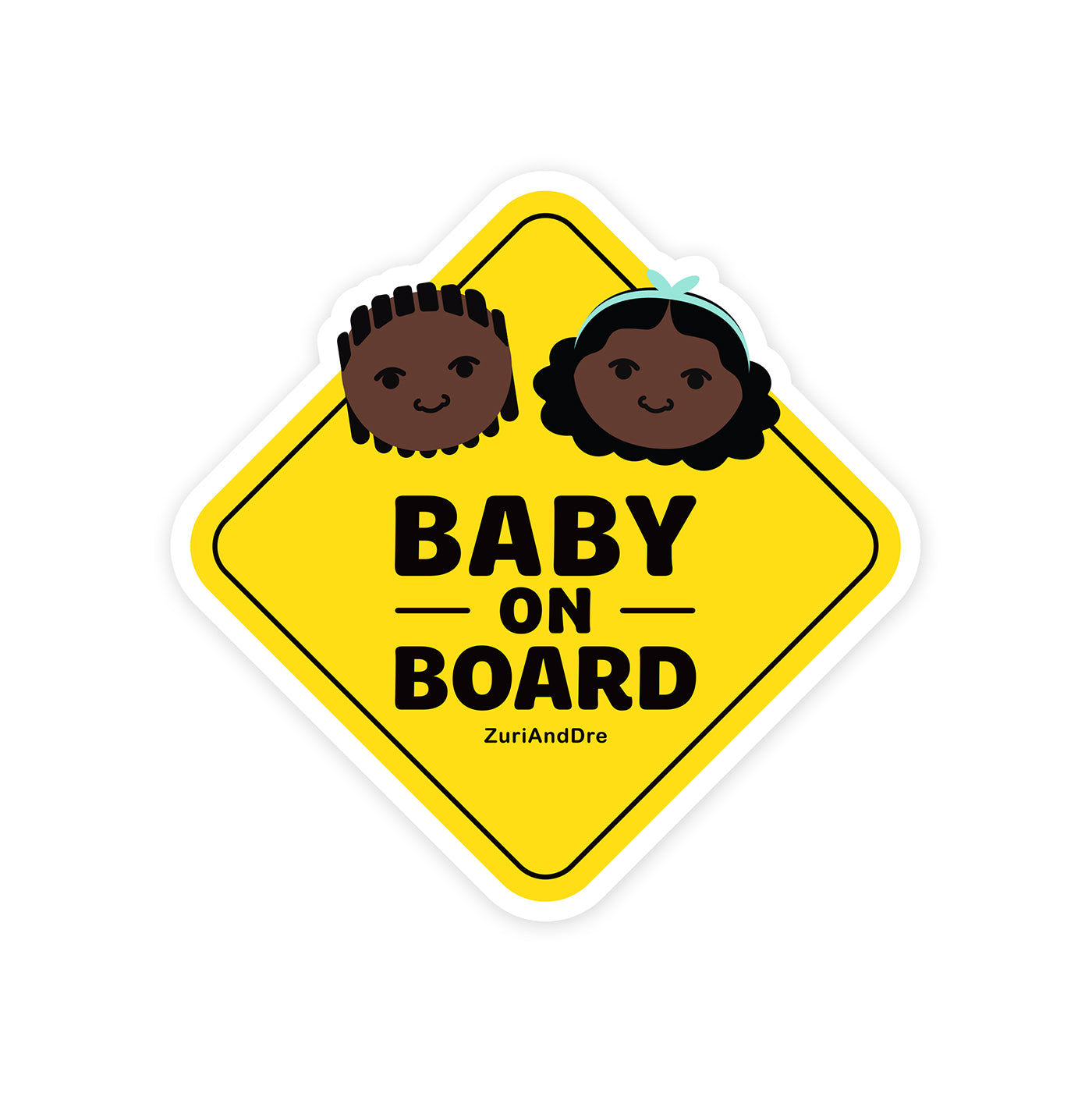 Baby on Board Sticker (Black Boy & Girl)