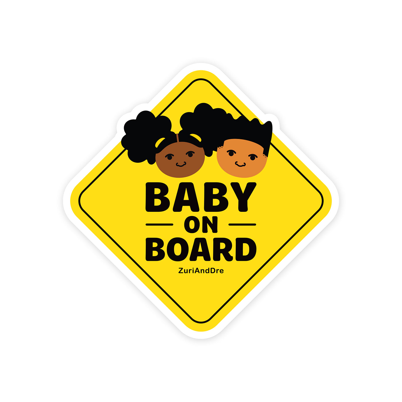 Baby on Board Sticker (Black Girl & Boy)