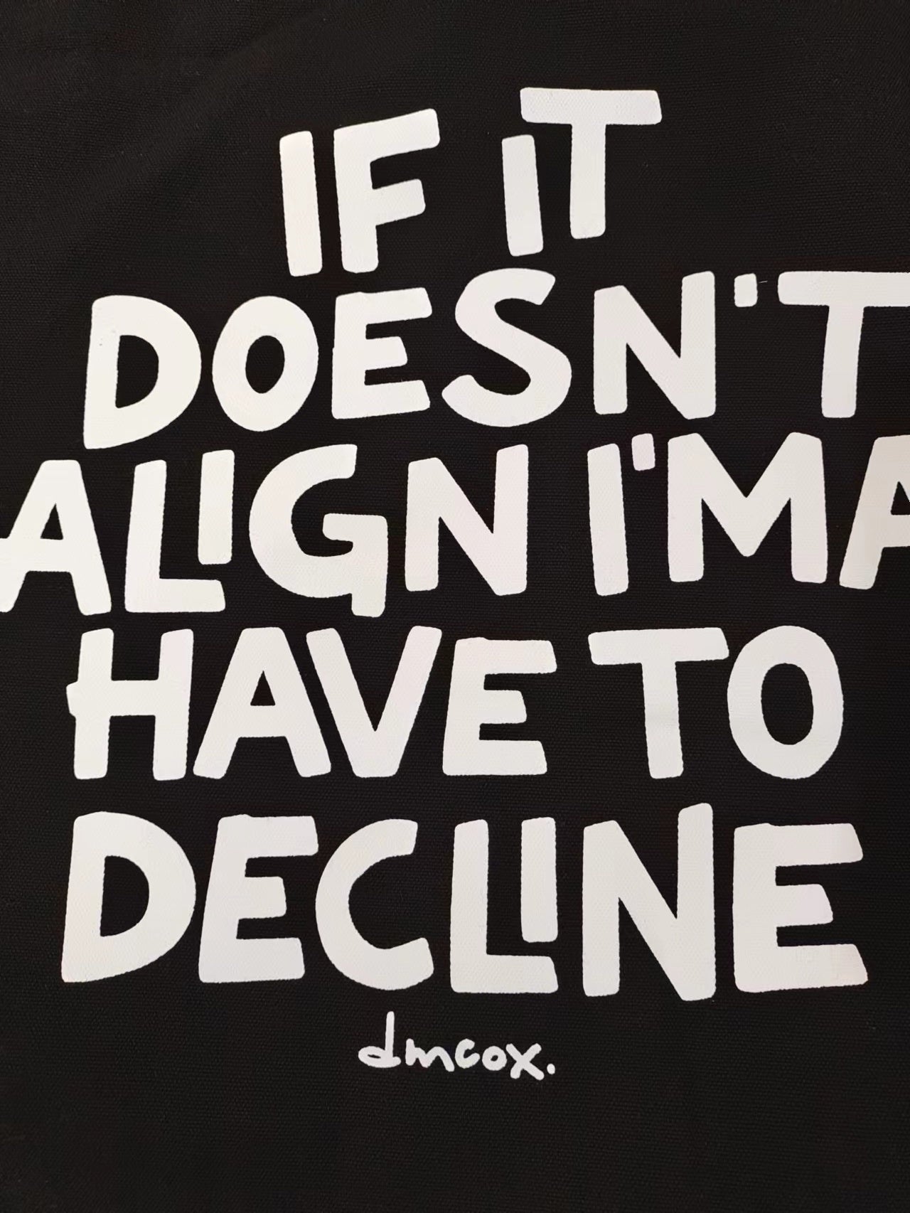 sac fourre-tout "ne s'aligne pas" 