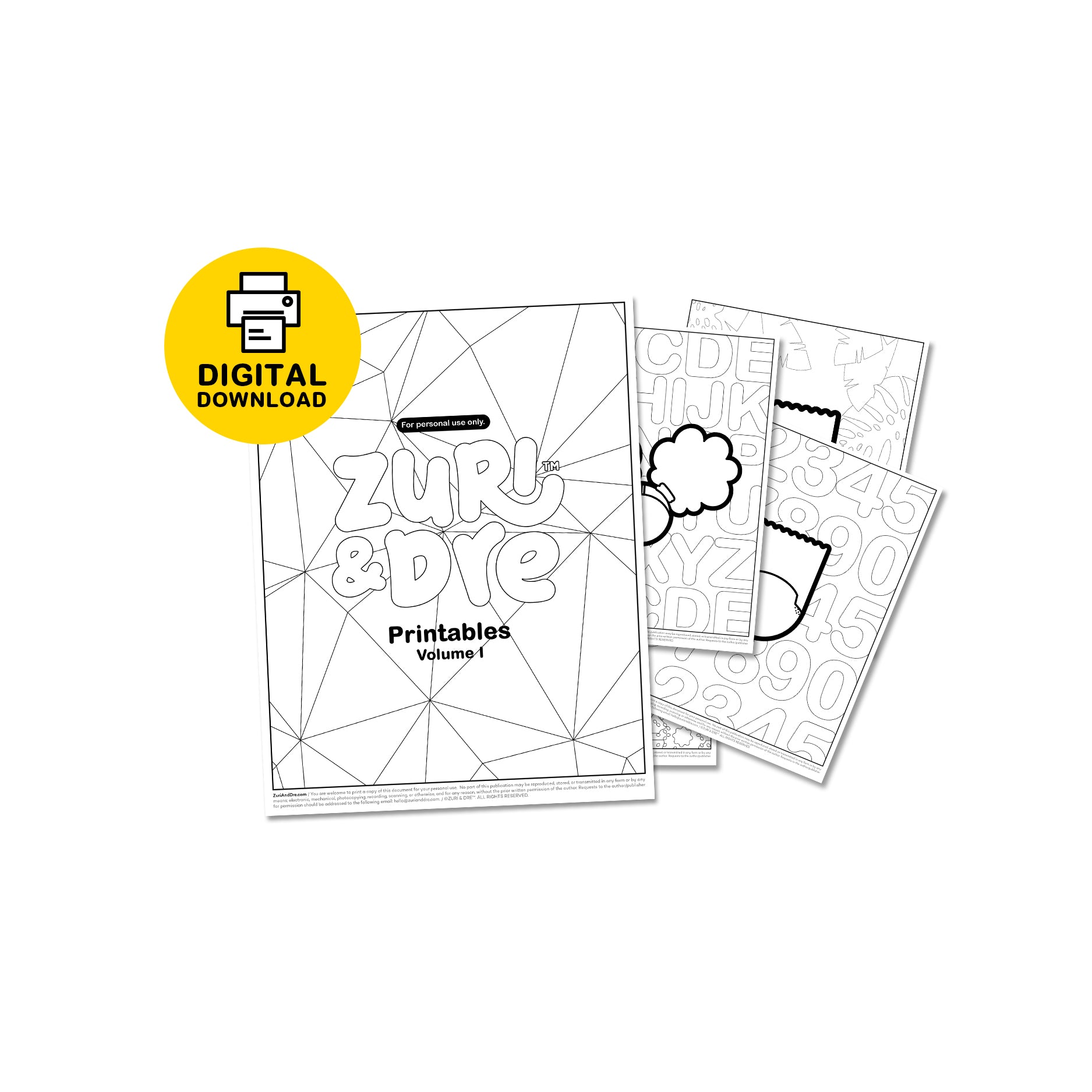 Zuri & Dre Printable Colouring Sheets