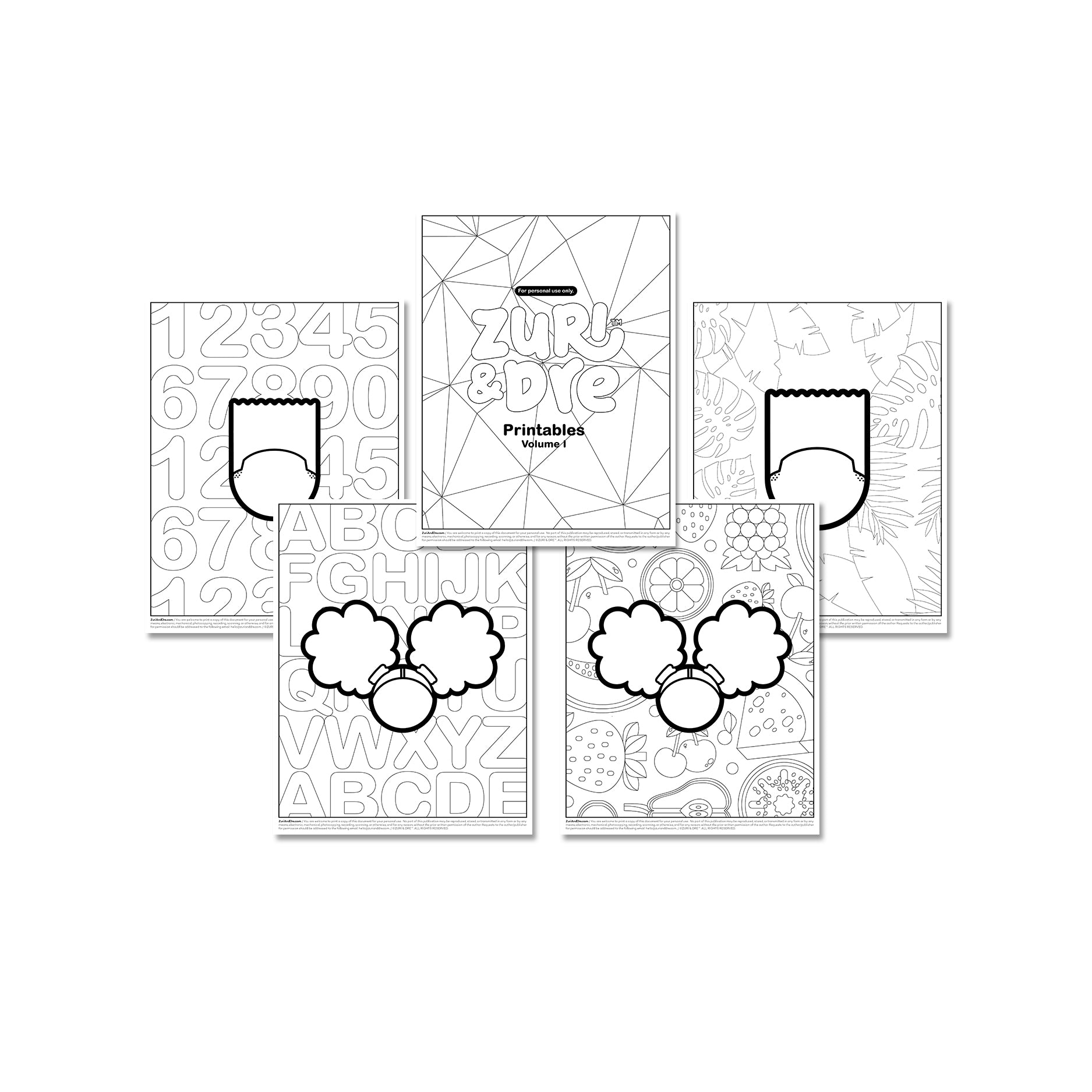 Zuri & Dre Printable Colouring Sheets